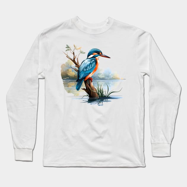 Kingfisher Long Sleeve T-Shirt by zooleisurelife